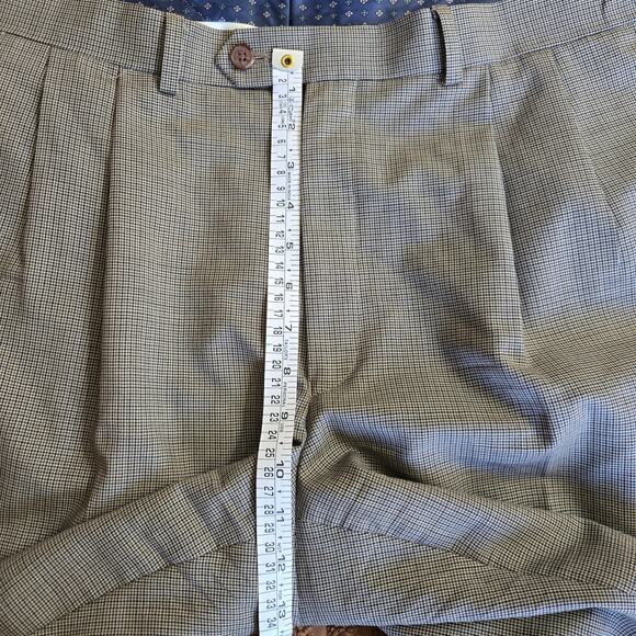 Ralph Lauren Men Vintage Classic Houndstooth Pleated 100% Wool Dress Pants 38x32 - Picture 10 of 11